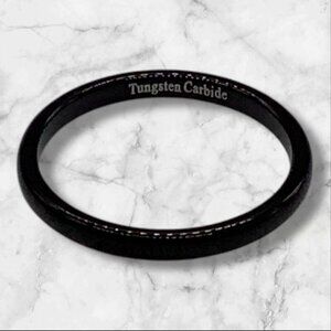2mm Mens Comfort Fit Tungsten Carbide Black Wedding Band Ring Size 7